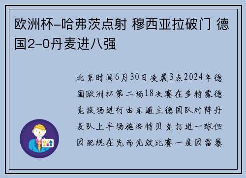 欧洲杯-哈弗茨点射 穆西亚拉破门 德国2-0丹麦进八强