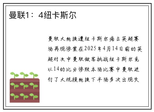 曼联1：4纽卡斯尔